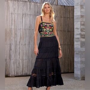 Boston Proper Sequin And Embroidered Lace Inset Maxi Dress